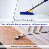 ITTAR Grout & Scrub Brush Combo, Floor Scrubber with Long Handle, Multi-Purpose Stiff Bristles Cleaning Brush Set for Tile, Grout, Deck, Kitchen, Shower Floor (2 Pcs)