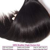 10A Brazilian Straight Human Hair 3 Bundles with Closure 16 18 20+14 Inch 100% Unprocessed Straight Virgin Hair Weave Bundles Human Hair with 4x4 HD Lace Closure