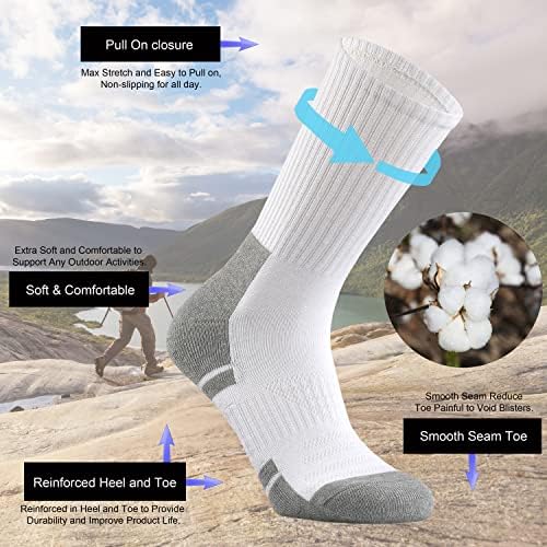 Ortis Men's Cotton Cushion Crew Socks Moisture Wicking Breathable Thick Warm Thermal for Athletic Heavy Duty Work Boot