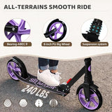Kick Scooter for Ages 6+,Kid, Teens & Adults. Max Load 240 LBS. Foldable, Lightweight, 8IN Big Wheels for Kids, Teen and Adults, 4 Adjustable Levels. Bearing ABEC9