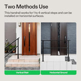 VIVOSUN Outdoor Handrail, 4 Step Stair Handrail, 54" x 36" Fits 1 to 4 Steps, Wrought Mattle Iron Handrail for Concrete Steps, Porch Steps, One-Step Assembly, Black