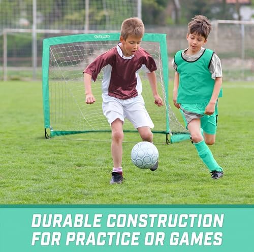 GoSports Portable Soccer Goals for Kids - 13 Color Options - Choose 4 x 3 ft or 6 x 4 ft - Team Tone Pop Up Nets for Backyard