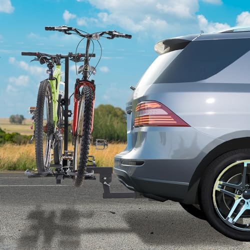 VEVOR Hitch Mount Bike Rack, 160 LBS Capacity Ebike Rack, 2-Bike Platform Style for 2-inch Receiver, Titling and Folding Bike Carrier with Tires up to 5" Wide, for Car, SUV, Truck, RV