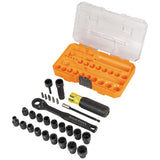 Klein Tools 65400KNECT KNECT Essential Pass Through Impact Socket Set, SAE and Metric, 90-Tooth Ratchet, MODbox Case, 3/8-Inch Drive, 28-Piece