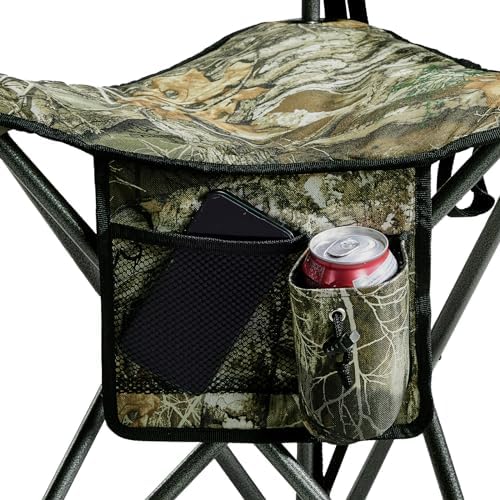 PORTAL Extra Large Quick Folding Tripod Stool with Backrest Fishing Camping Chair with Carry Strap