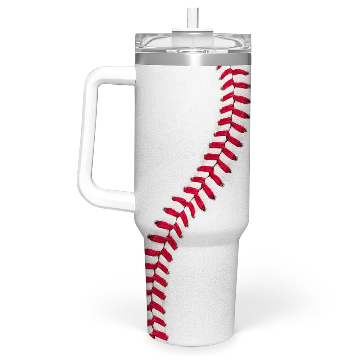 SANDJEST Baseball Tumbler with Handle 40oz, Insulated Stainless Steel Cup with Lid & Straw, Gifts for Men, Boys, Players, Coaches, Sports Lovers, Christmas, Birthday