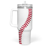 SANDJEST Baseball Tumbler with Handle 40oz, Insulated Stainless Steel Cup with Lid & Straw, Gifts for Men, Boys, Players, Coaches, Sports Lovers, Christmas, Birthday