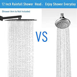 NearMoon Rain Shower Head, High Flow Stainless Steel Square Rainfall Shower, Waterfall Bath Shower Body Covering, Ceiling or Wall Mount (12 Inch, Matte Black)