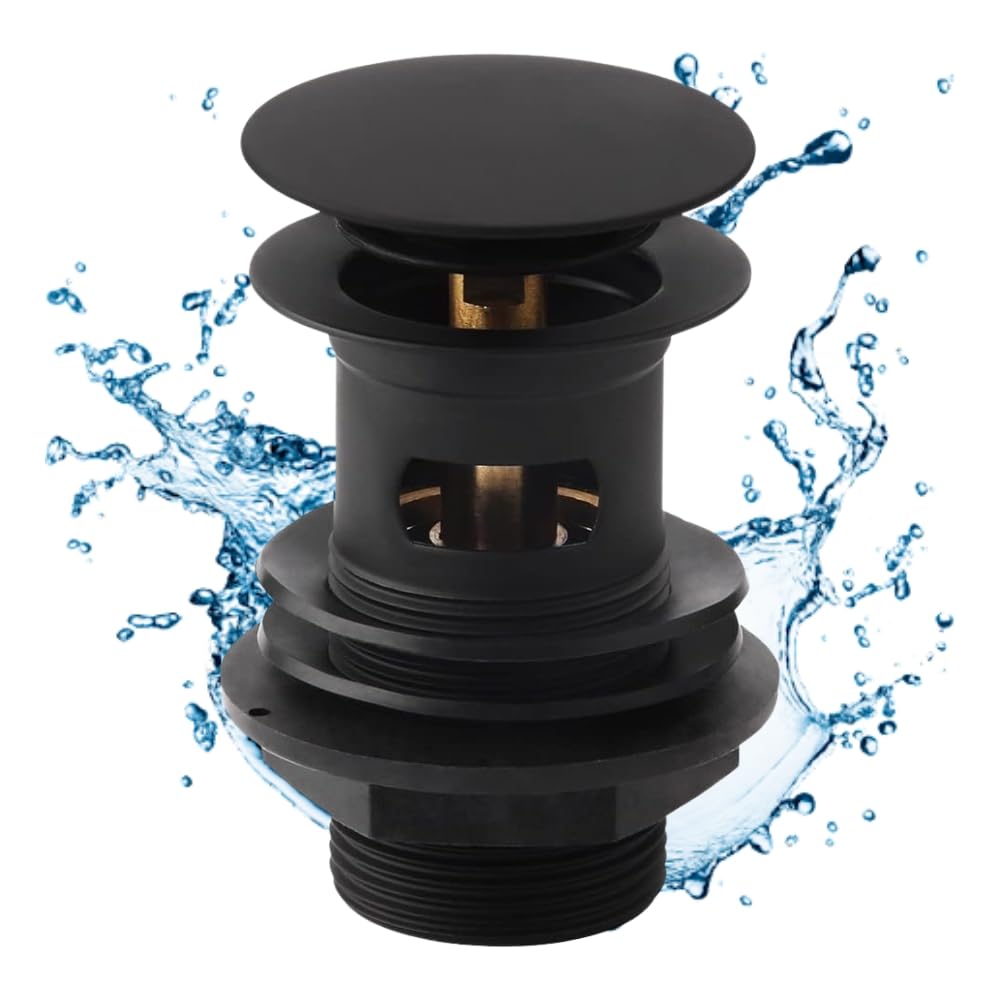 Bathroom Black Basin Waste | Slotted Waste | Pop Up Sink Plug | Click Clack Waste