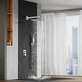 SR SUN RISE Shower Faucet Set Bathroom Square Rain Shower Head with Handheld Spray Wall Mounted Rainfall Shower Fixtures Brushed Nickel Shower Faucet Trim Repair Kits (Contain Shower Valve)10 Inches