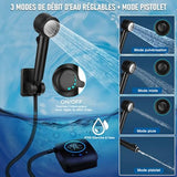 Portable Shower for Camping, [Upgraded] Spopal 8000mAh Rechargeable Camping Shower with 5 Adjustable Speeds, 4 Spray Modes, LED Display, IPX8 Waterproof Outdoor Shower Kit for Hiking, Travel, Car, Pet