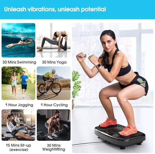 Vibration Plate Exercise Machine for Lymphatic Drainage Weight Loss,SoftGym Power Vibration Plate 300-400 Lbs Capacity Full Whole Body Workout Vibration Platform,Waver Vibration Plate for Home Fitness