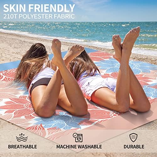 Beach Blanket Waterproof Sandproof Extra Large Beach Mat 79" X 83"/120"x108"for 1-8 Adults Quick Drying Durable Outdoor Picnic Mat for Beach Travel Camping Hiking