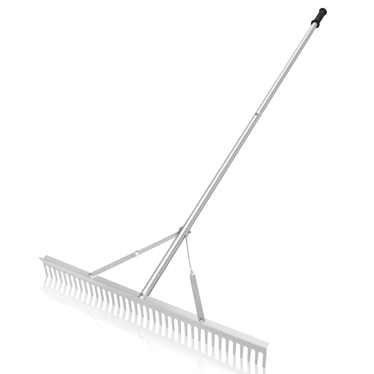 Landscape Garden Rake 36" Head Aluminum Heavy Duty Rake for Leaves Weed with 69" Long Handle for Loosening Soil Lawn Care Weeding Landscaping Tools