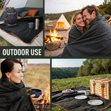 Large Military Wool Blanket - Warm & Thick Emergency Survival Blanket Great for Camping, Outdoors, Sports Events, Picnics, 4.5 lbs, 64" x 88" (Charcoal)