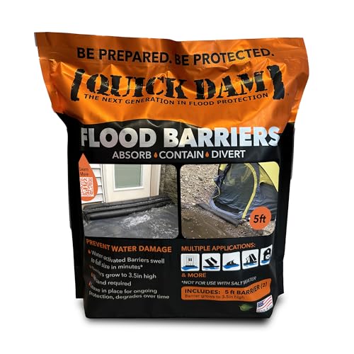 Quick Dam Water Activated Flood Barrier 5 Feet 2-Pack