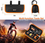Bicycle Repair Bag With Tire Pump, Portable Tool Kit for Camping Travel - Patches, Inflator, Maintenance Essentials All in One Safety Kit