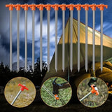 20 Pack Tent Stakes - 10 Inch Galvanized Non-Rust Ground Stakes Heavy Duty Canopy Anchors Metal Tent Pegs for Camping, Garden, Hiking, Orange