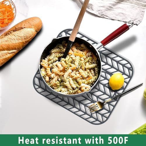 GUUKIN Sink Protectors for Kitchen sink, 13 5/8" x 11 5/8" Folding Non-slip Silicone Sink Mat Grid for Bottom of Farmhouse Stainless Steel Porcelain with 3 Reserved Holes Pack of 2