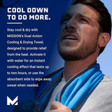MISSION Dual Action Cooling & Drying Towel, Mission Blue - Cools Up to 6 Hours - Moisture & Sweat Absorbent - UPF 50 Sun Protection - Machine Washable