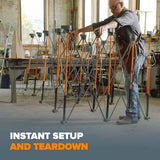 BORA Centipede 30in Folding Work Table Set - No Assembly 15-Strut Collapsible Table 6000lb Weight Limit - 4x8ft Mobile Work Station with Storage Bag, Foldable Work Bench Table - CK15S, Orange