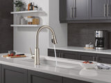 Delta Finnridge Brushed Nickel Kitchen Faucet with Pull Down Sprayer, High Pressure ProClean Spray Modern Single Hole Kitchen Sink Faucet, Stainless 19730LF-SS