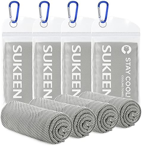 Sukeen [4 Pack] Cooling Towel (40"x12"),Ice Towel,Soft Breathable Chilly Towel,Microfiber Towel for Yoga,Sport,Running,Gym,Workout,Camping,Fitness,Workout & More Activities (Light Grey)