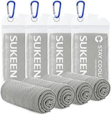 Sukeen [4 Pack] Cooling Towel (40"x12"),Ice Towel,Soft Breathable Chilly Towel,Microfiber Towel for Yoga,Sport,Running,Gym,Workout,Camping,Fitness,Workout & More Activities (Light Grey)