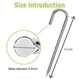 J-Hook-Rebar-Stakes-12 Inch, Ground Stakes Heavy Duty Rebar Stakes for Camping 8pcs Rebar Stakes Rust Proof Coated Metal for Flower Gardens Dog Fence Camping Tents Chicken Coop