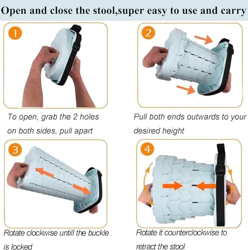 Fishboy Upgraded Square Collapsible Stool, 400lb Max Weight, Lightweight But Sturdy, Portable Retractable Folding Telescoping Foldable Camping Stool for Adults Outdoor Fishing Hiking Travel BBQ