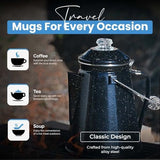 Toughty Enamel Coffee Percolator with 2 Cups - Stovetop Camping Coffee Maker for Open Fire, Grill or Gas Stove - Durable Old-Fashioned Cowboy-Style Metal Pot - 12-cup Classic Design - Black