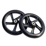 URPIZY Pack of 2 Scooter Tyres Replacement Tyres, 125mm - 200mm Scooter Wheels Pu City Scooter Wheels with Bearings, Skates Wagon Cart Trolley Wheel(180mm*30mm Black)
