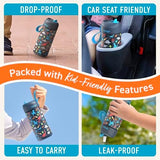 Bentgo Kids Water Bottle - Leak-Proof, Durable Tritan, BPA-Free 15 oz. Cup for Kids/Toddlers Ages 3+, Safe Sip Spout, Carrying Handle, & Dishwasher Safe for School, Sports, Daycare & Camp (Dinosaur)