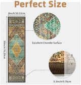 Carpet Stair Treads Non Slip 15PCS, 8" X 30" Edging Stair Runner for Wooden Steps Indoor, Resistant Stair Rug with Reusable TPE Adhesive Backing, Residue Free Mat for Elders, Pets, Amber&Cyan