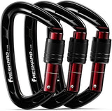 FresKaro 4inches 25kN-5621lbs Climbing Carabiners, UIAA CE Certified, Screw Lock, 7075 Aluminium, Lightweight, Rust Proof, for Mountaineering, Rappelling etc., Multi-Colors