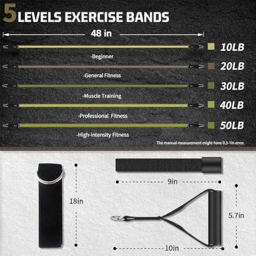 VEICK Resistance Bands, Exercise Bands, Workout Bands Set for Working Out with Handles for Men Women, Elastic Exercising Bands for Fitness Weights Work Out at Home Gym