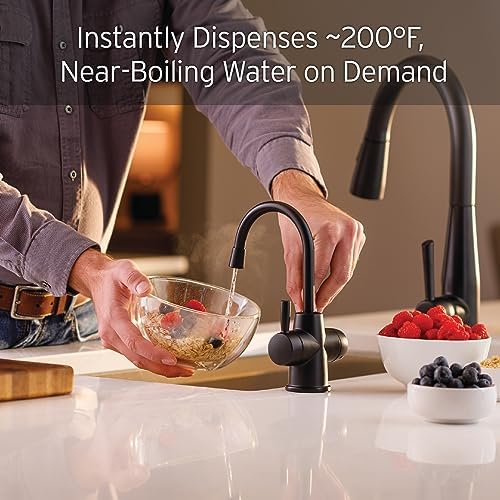 InSinkErator Stainless Steel Tank, HC250MBLK-SS HOT250 System, 2-Handle Drinking Faucet in Matte Black with 2/3-Gallon, Filter-Compatible Instant Hot/Cold Water Dispenser