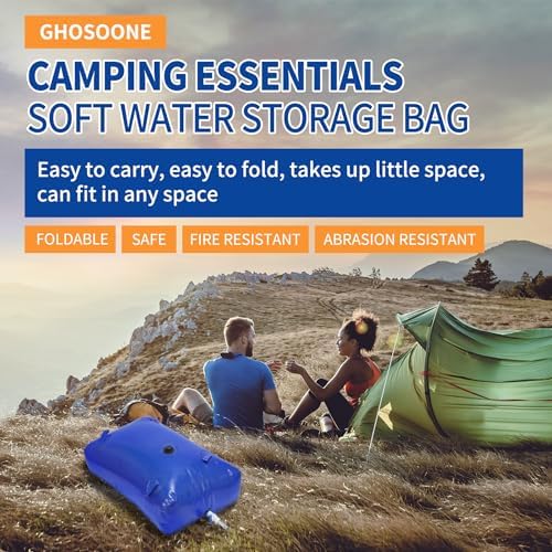 240 L/63 Gal Water Bladder Tank, Foldable Portable Water Storage Container, Emergency Water Bag for RV, Truck Bed, Fire Prevention, Drought Resistance, Blue