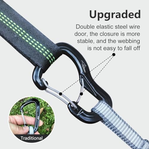 Heavy Duty Carabiner Clip Hook 8KN (1763 lbs), 2 PCS Ultra-Light Aluminum Caribeaners with Double Door D Ring Shape, for Hammock, Camping, Hiking, Backpacking, Dog Leash, Keychain Clip