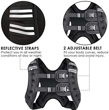 Prodigen Weighted Vest for Women and Men 8 12 16 20 25 30 Lbs with Reflective Stripe and Double Adjustable Buckle Straps Weight Vests for Strength Training, Jogging, Cardio, Weight Loss