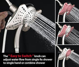 GRICH 2.5GPM Shower Heads with Handheld Spray Combo: 2 in 1 Rain Shower Head with Handheld Spray,Detachable High Pressure Shower Heads, 9 Spray Modes Adjustable Showerhead with 60 Inch Hose, Nickel