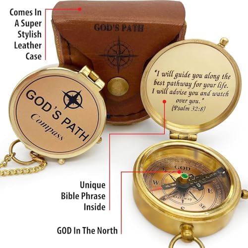 God's Path Compass – Communion & Confirmation Gift for Teenage Boys | Baptism Religious Gifts for Men, Christian, Catholic, Graduation | Sentimental & Inspirational Present – Greeting Card Included