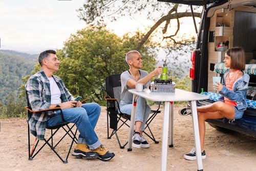 FAIR WIND 2 Pack Oversized Fully Padded Camping Chair Heavy Duty Quad Fold Arm Chair Support 350 LBS with Cup Holder, Collapsible Lumbar Back Chair Portable for Outdoor, Black