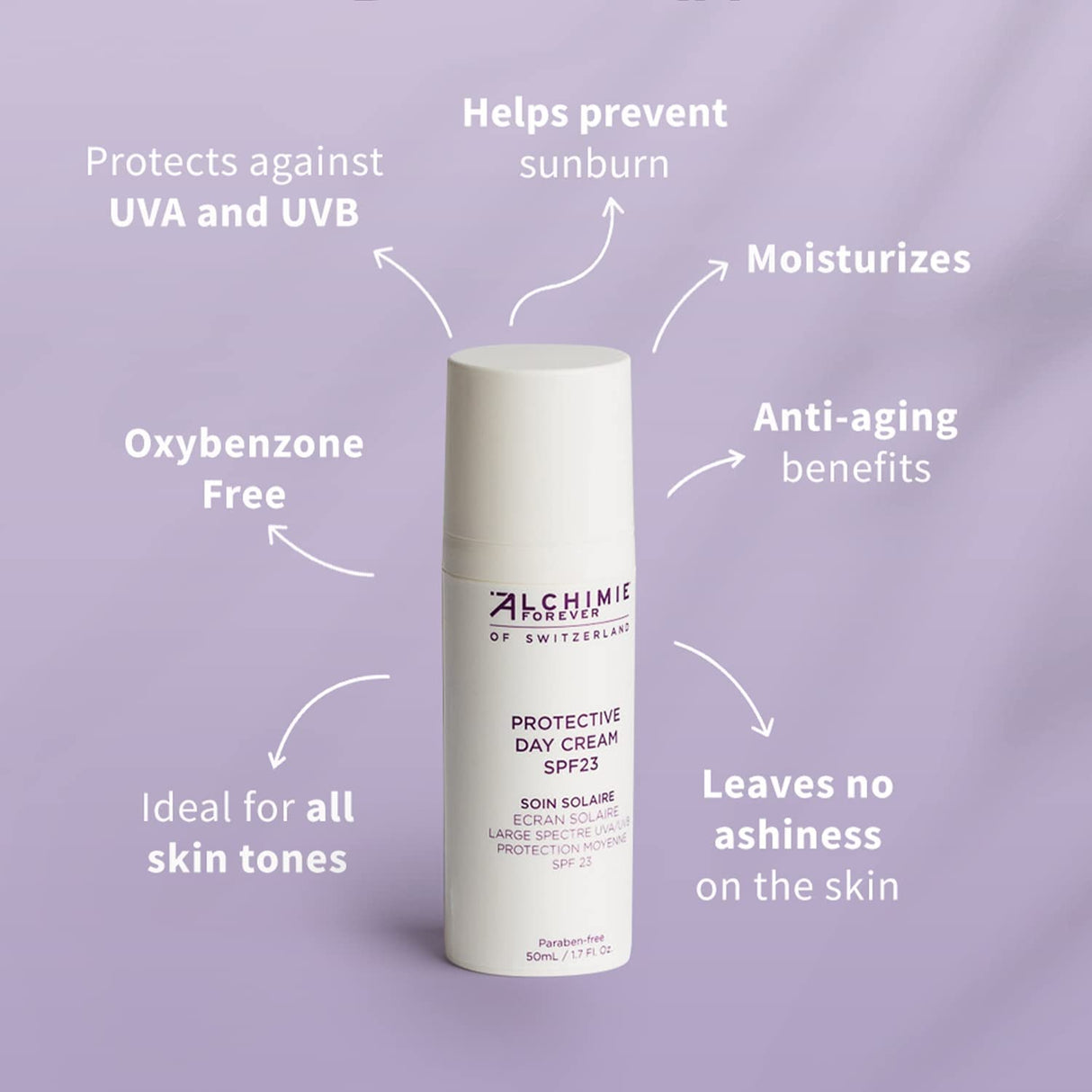 Alchimie Forever Protective Day Cream SPF 23 | Benzene-Free Protects Against UVA & UVB and Hydrates | 1.7 Fl Oz