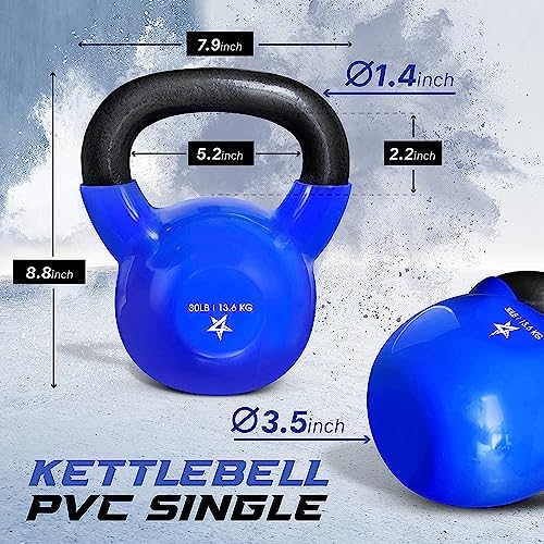 Yes4All 5-65lbs Kettlebells Vinyl Coated Cast Iron for Dumbbell Weights Exercises, Gym, Fitness, Full Body Workout Equipment Push up, Grip and Strength Training