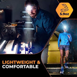 Foxelli Ultra Bright Rechargeable Headlamp – 18650 Battery, IPX7 Waterproof, 1200 Lumen LED Light for Work & Outdoors, with Battery & Hooks - Perfect for Hard Hat or Helmet
