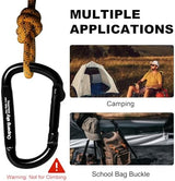 Carabiner Clip - Heavy Duty Carabiners Carabeaner D Ring Shape,Key Chain Clip Hook,Keychain Clip,Multipurpose for Camping, Hiking,Backpacking or Other Outdoor Activities.
