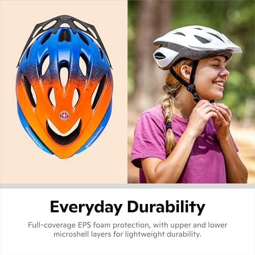 Schwinn Thrasher Bike Helmet for Youth Boys Girls Age 8-14 Years Old, Suggested Fit 55-58cm, Lightweight Microshell Design with Adjustable Side & Chin Strap, CPSC Safety Certified, Sleek, Sporty Style
