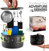 Camping Cookware Set - 19-Piece Lightweight Backpacking Cookware with Pots, Pans, Utensils - Compact Outdoor Cooking Kit for Camping, Hiking, Backpacking & Survival