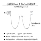 SLUYNZ 925 Sterling Silver Cuff Earrings Chain for Women Crawler Earrings Studs (A-Silver)